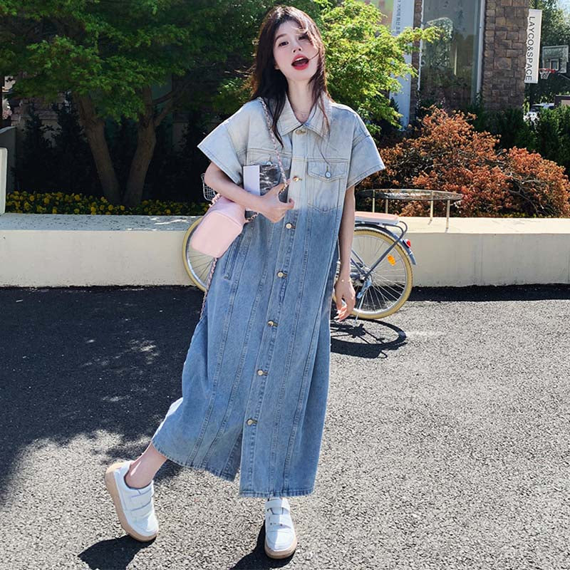 ツートンデニムシャツワンピース