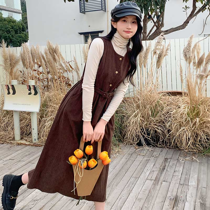 コーデュロイレトロワンピース