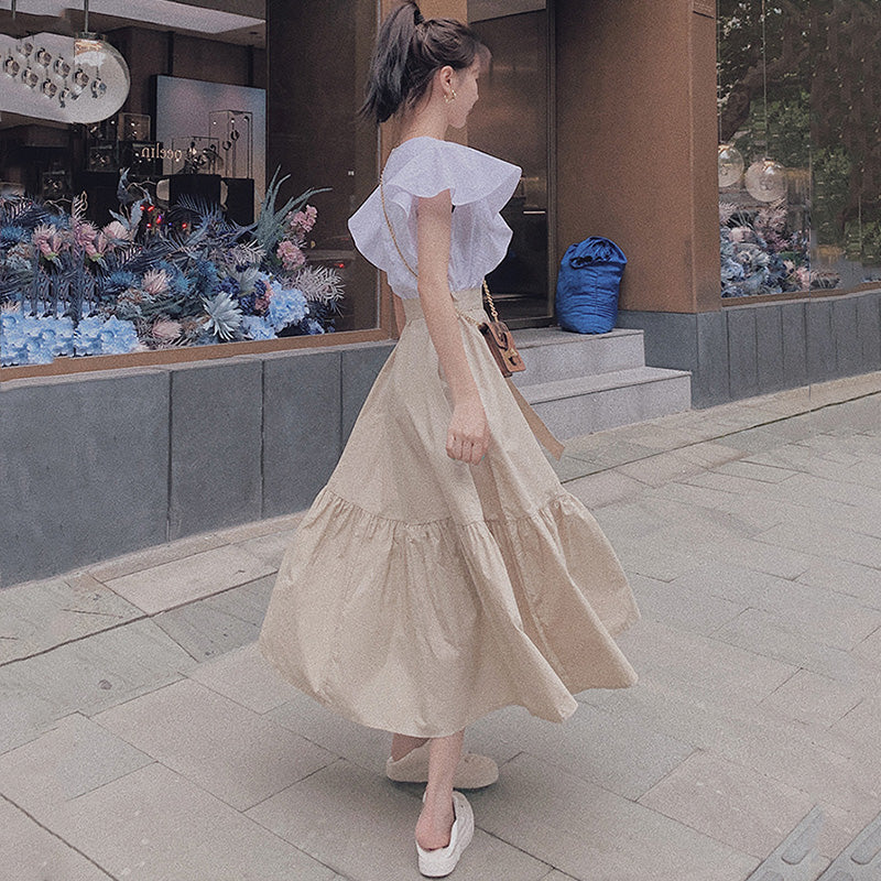 フリルスリーブバイカラーワンピース(2colors)