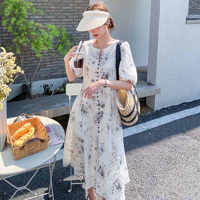 2wayショルダーフラワーワンピース