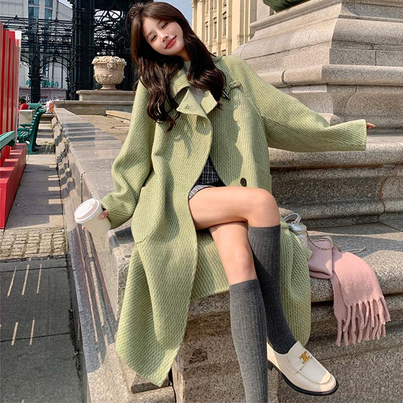 ラグランスリーブロング丈ウールコート