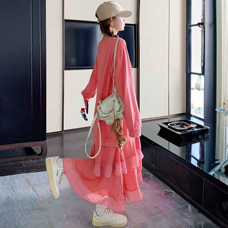 コーラルフリルスカートワンピース