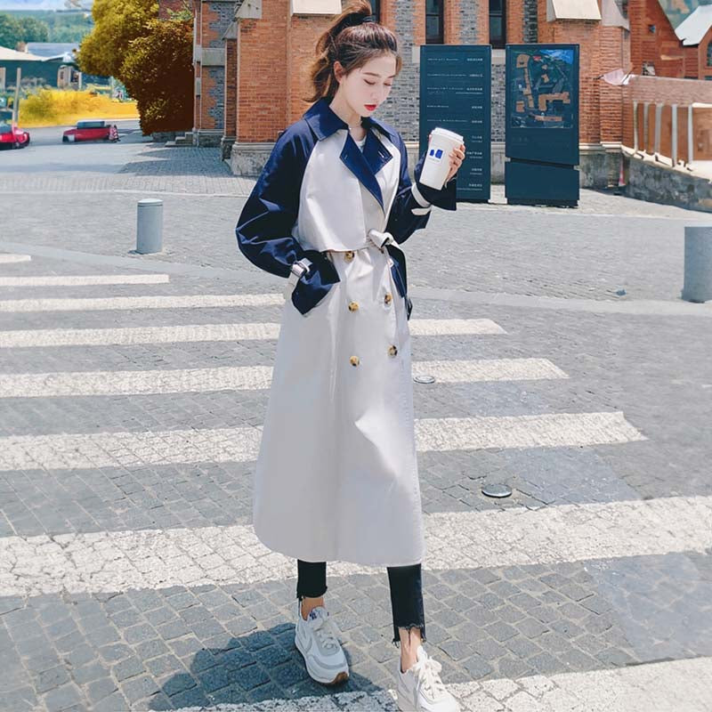 バイカラーミディアム丈トレンチコート