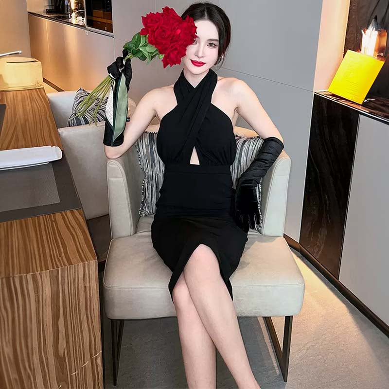 ホルターネックバックオープンワンピース(2colors)