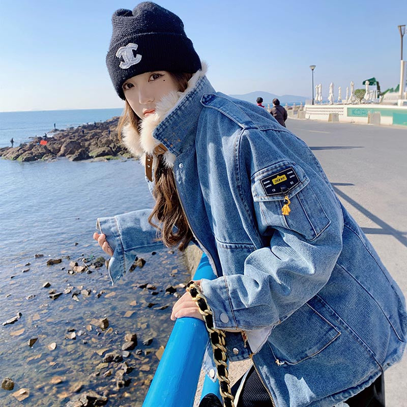 裏フリースデニムジャケット