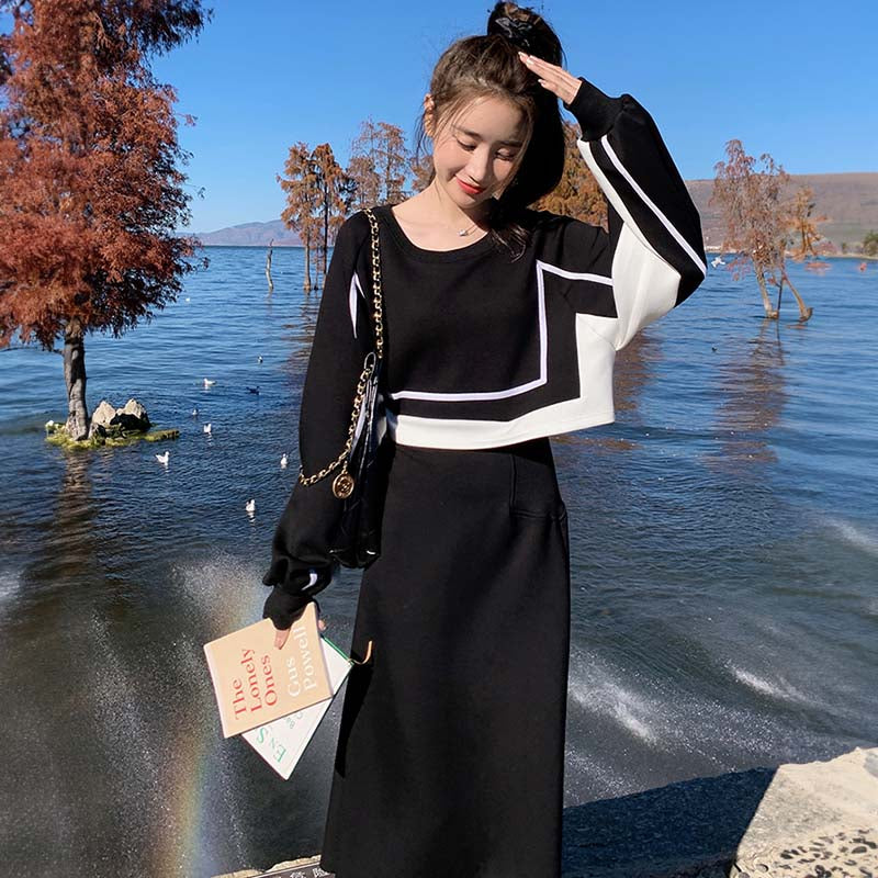 セットアップ風ライン入りワンピース