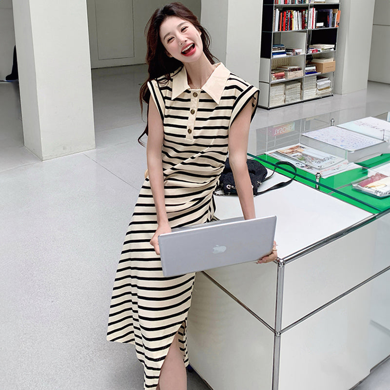 ボーダーポロワンピース