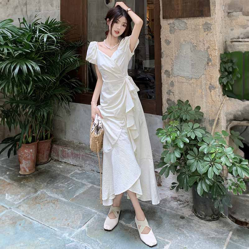 カシュクールフリルワンピース(2colors)