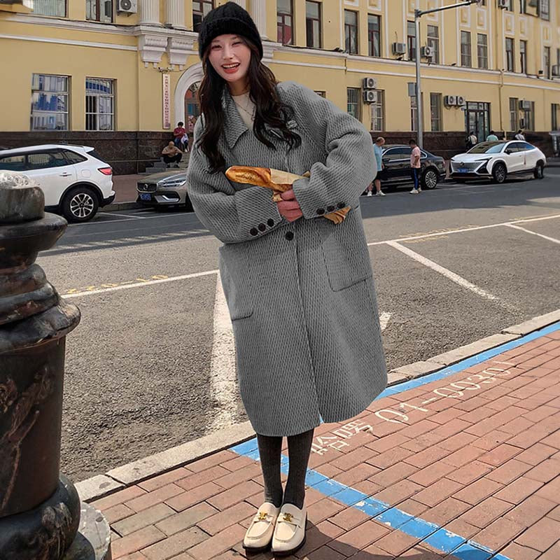 ラグランスリーブロング丈ウールコート