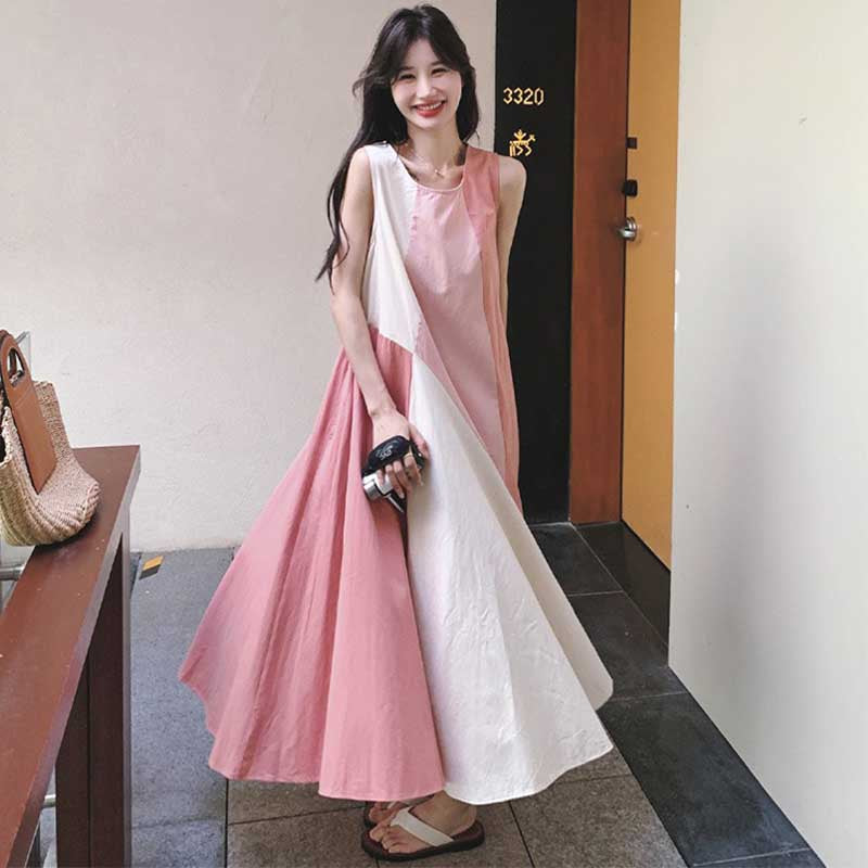 パッチワーク風ノースリーブワンピース