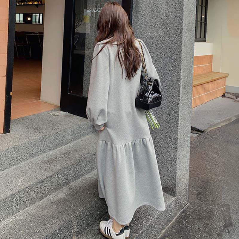 【即納】裾フリルスウェットワンピース(イエロー/M)