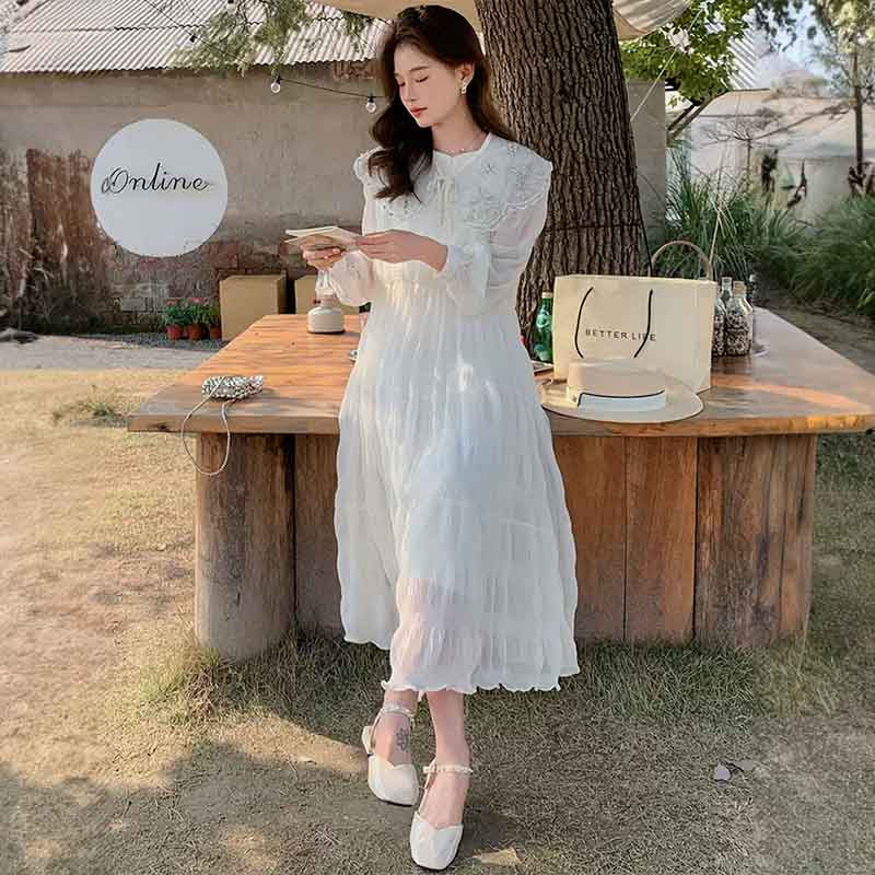 ロング丈フェアリーシフォンワンピース