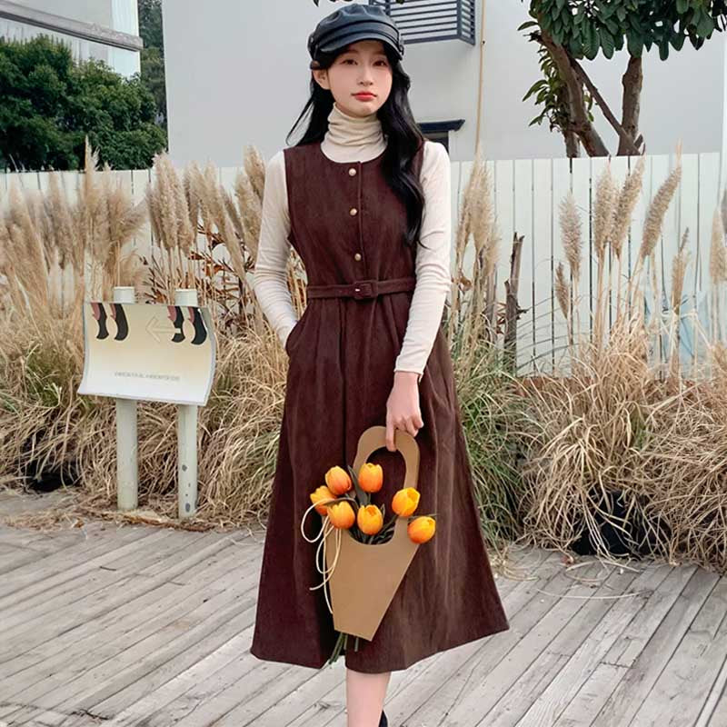 コーデュロイレトロワンピース