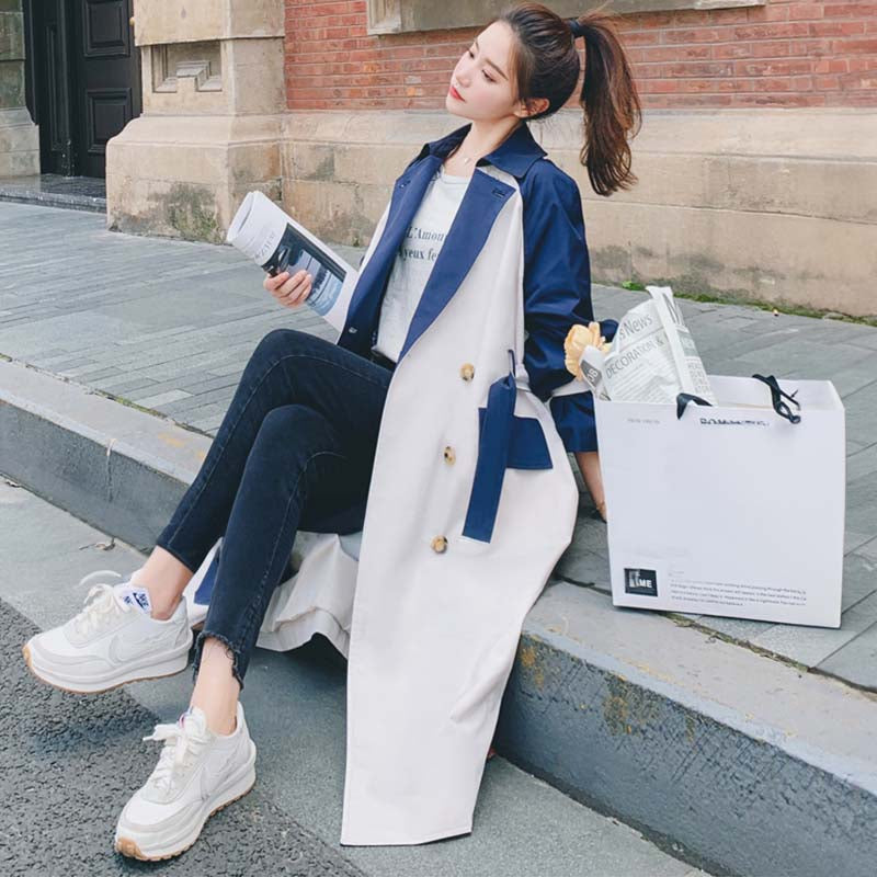 バイカラーミディアム丈トレンチコート