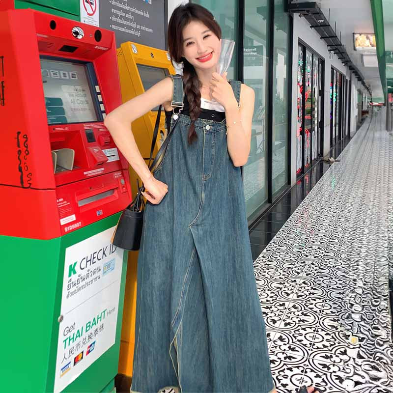 タックスカートデニムサロペット