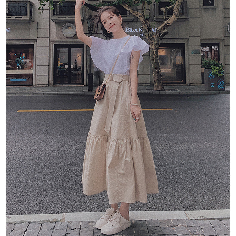 フリルスリーブバイカラーワンピース(2colors)