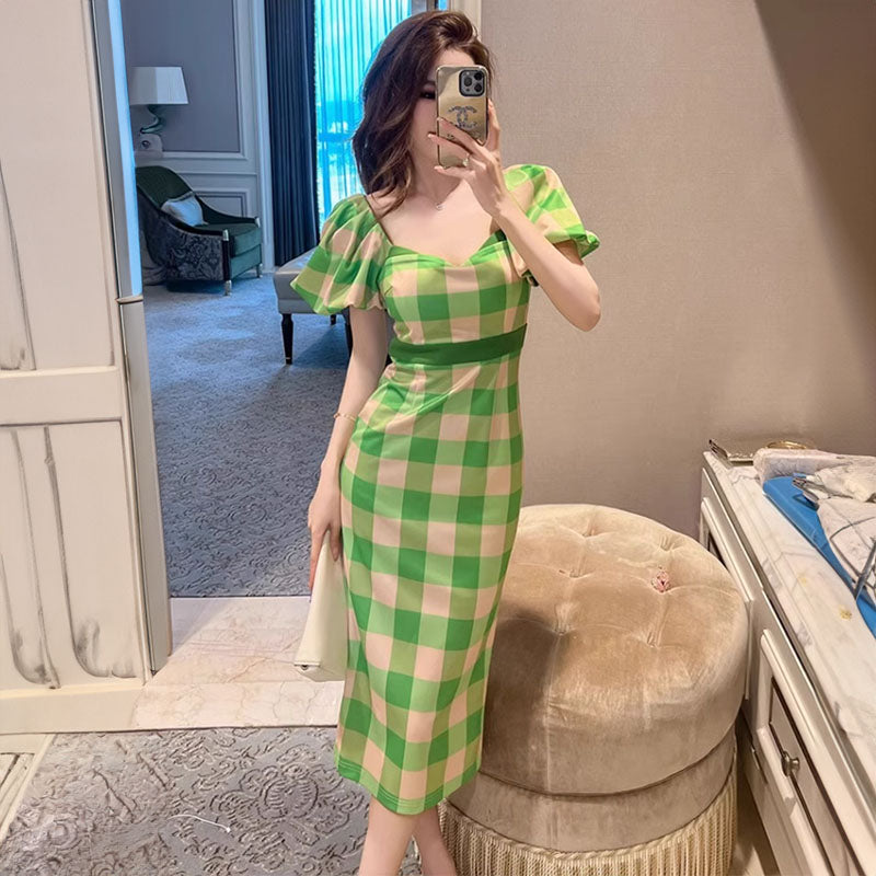 ギンガムチェックペンシルワンピース(2colors)