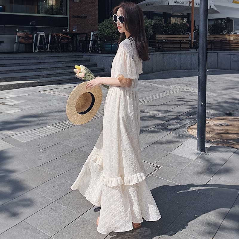 フレア袖レトロワンピース