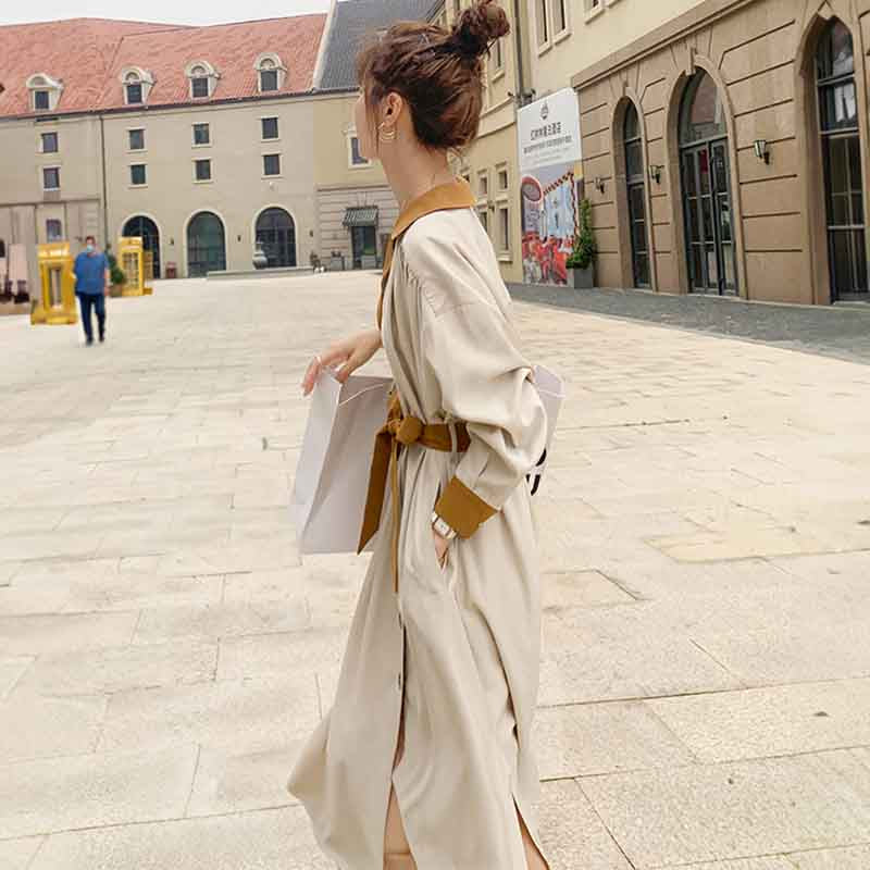 バイカラーシャツワンピース