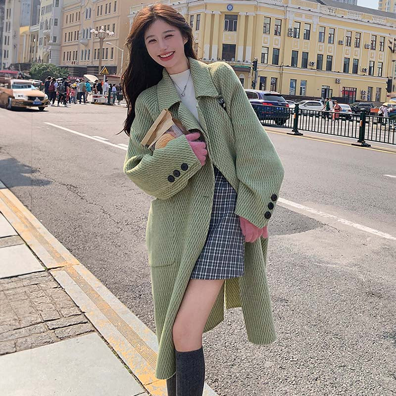 ラグランスリーブロング丈ウールコート