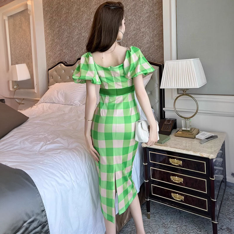 ギンガムチェックペンシルワンピース(2colors)