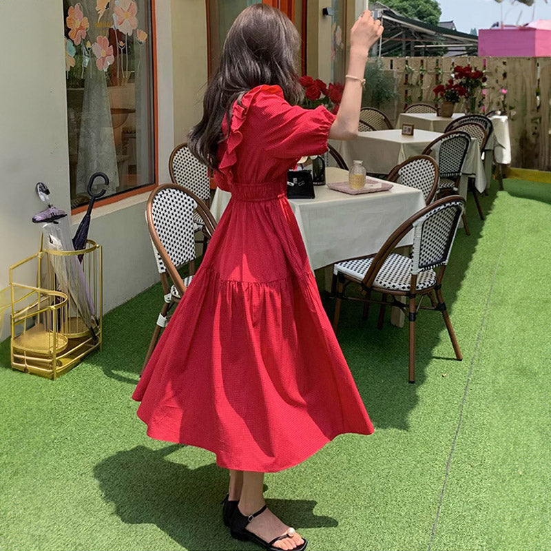フリルデザインAラインワンピース