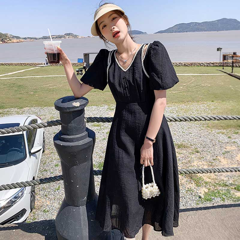 レイヤード風パフスリーブワンピース