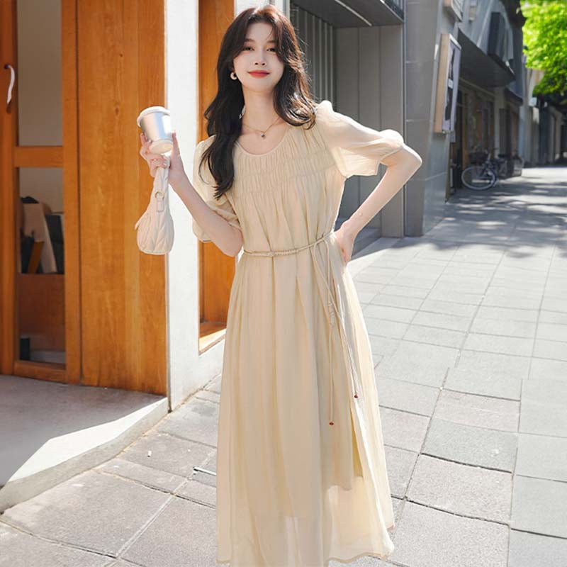 ウエストリボンギャザーワンピース(2colors)