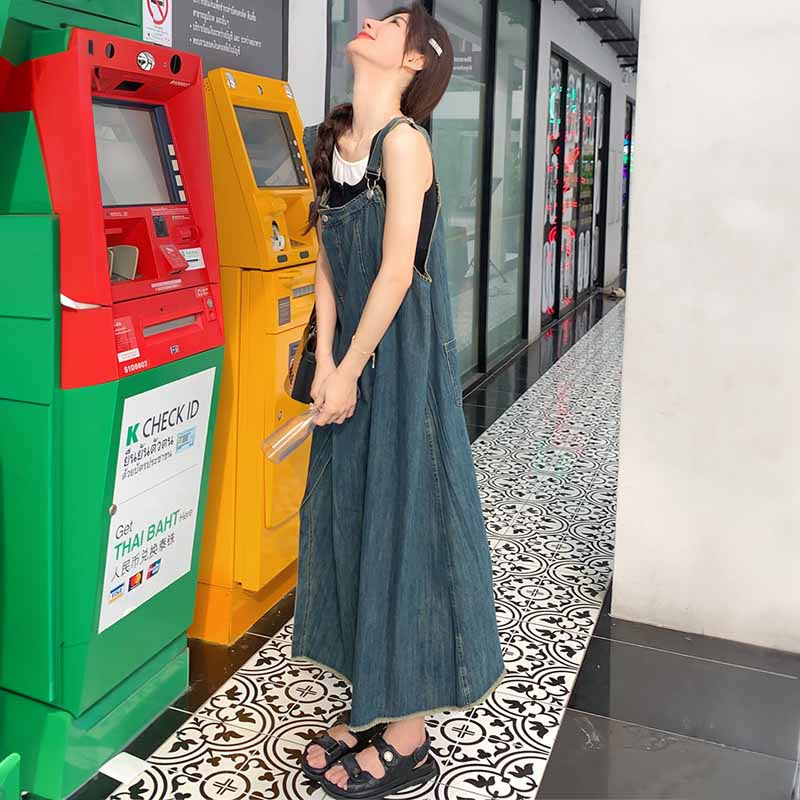 タックスカートデニムサロペット