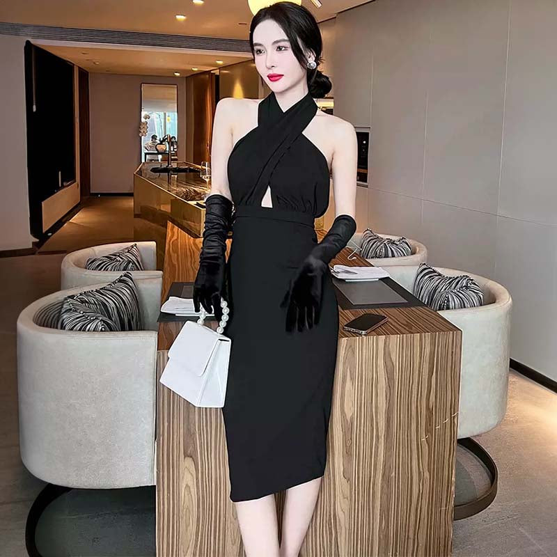 ホルターネックバックオープンワンピース(2colors)