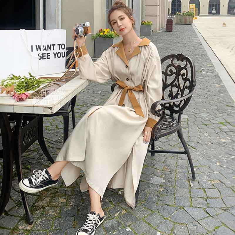 バイカラーシャツワンピース