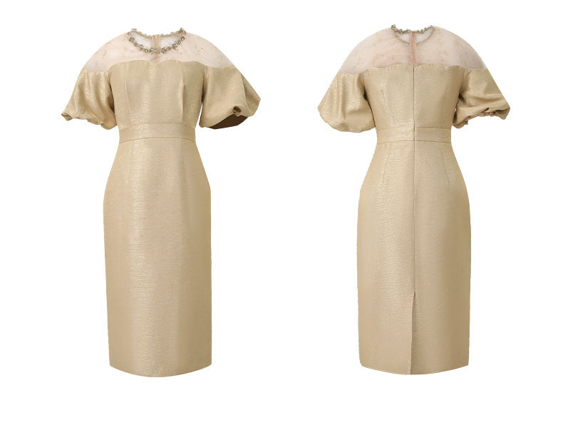 オフショルダー風パフスリーブワンピース(5COLORS)