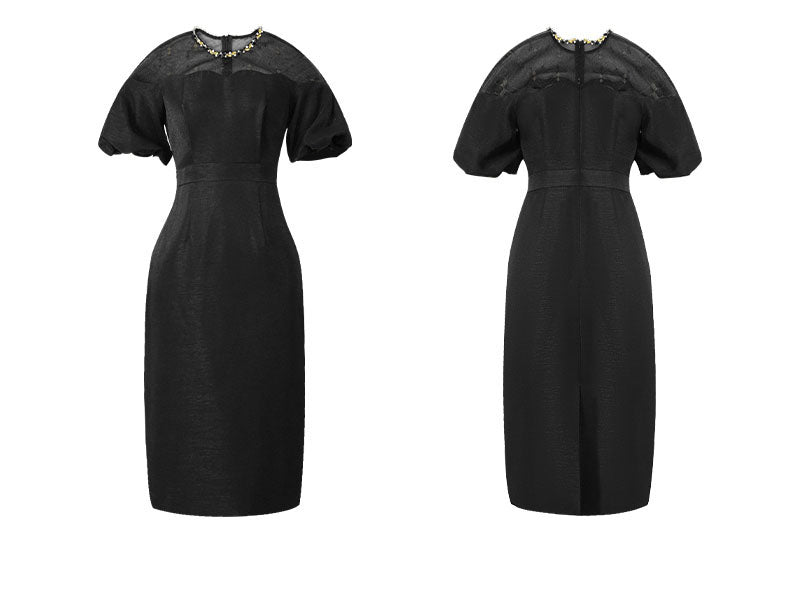 オフショルダー風パフスリーブワンピース(5COLORS)