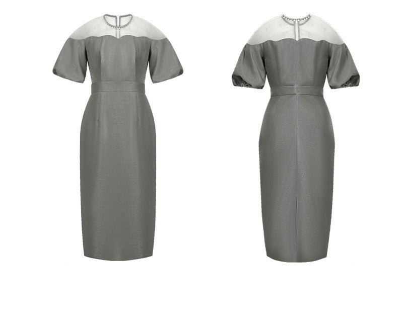 オフショルダー風パフスリーブワンピース(5COLORS)