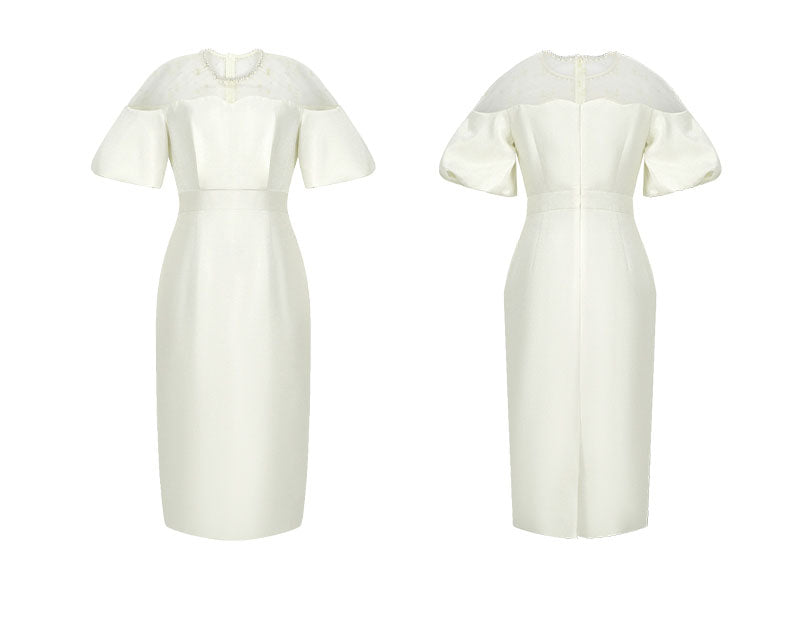 オフショルダー風パフスリーブワンピース(5COLORS)