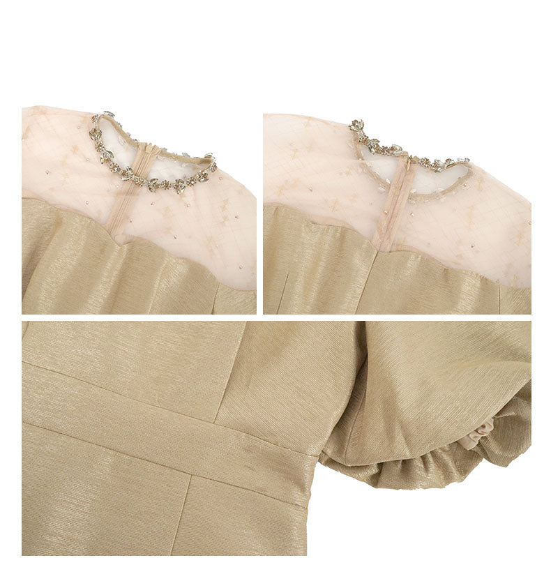 オフショルダー風パフスリーブワンピース(5COLORS)