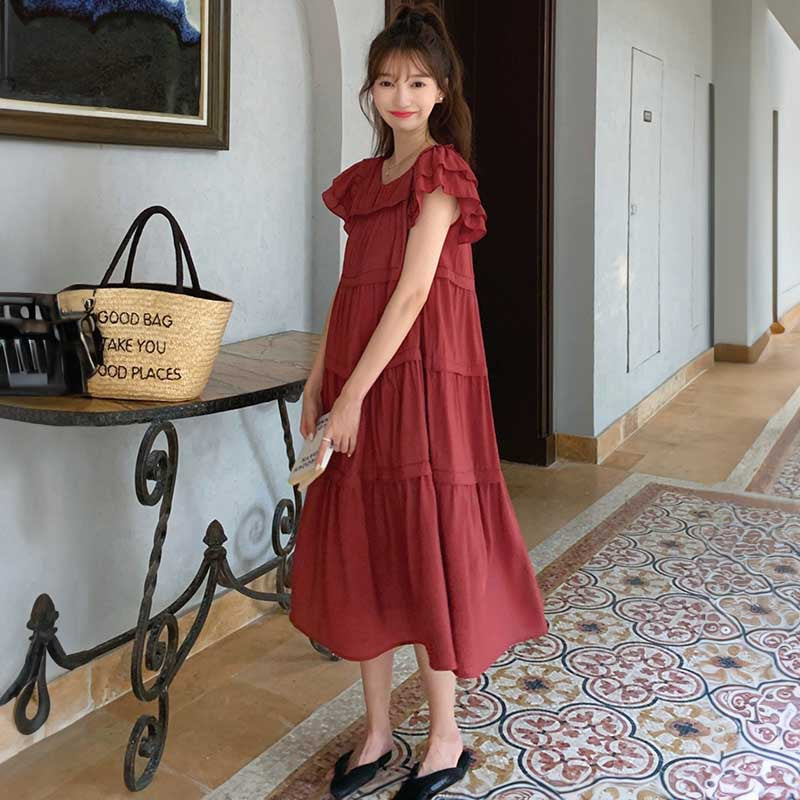フレアスリーブティアードワンピース