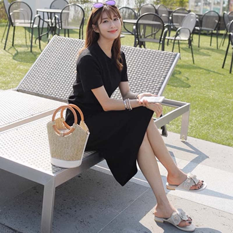 カジュアルリラックスカットソーワンピース(2colors)