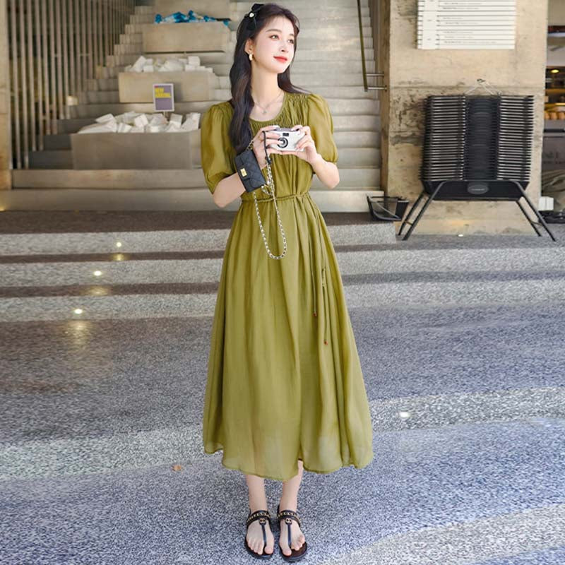 ウエストリボンギャザーワンピース(2colors)