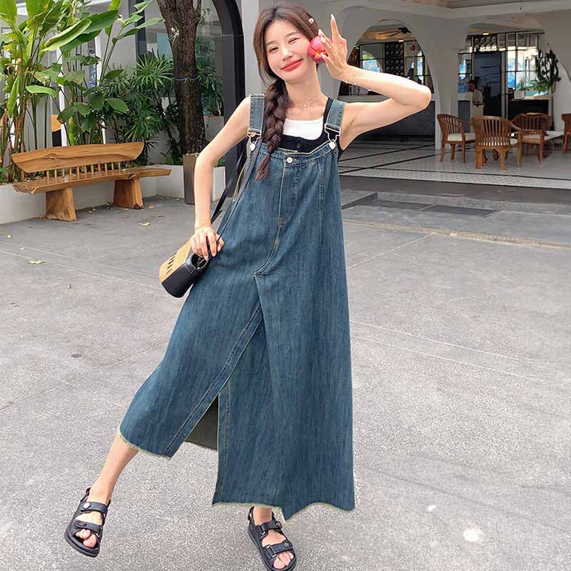 タックスカートデニムサロペット