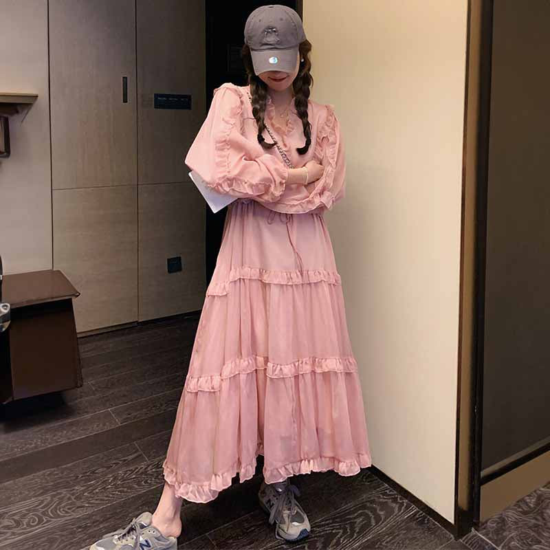 フリルティアードワンピース