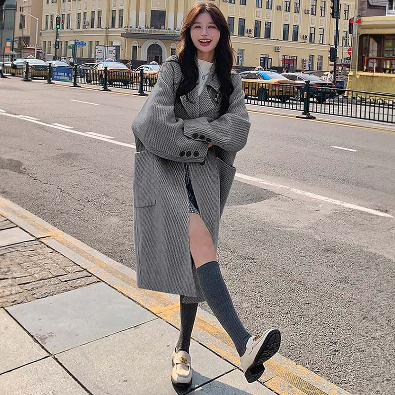 ラグランスリーブロング丈ウールコート