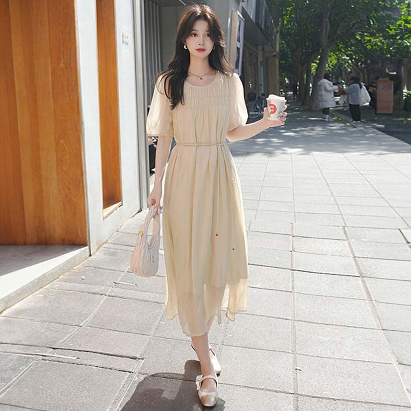 ウエストリボンギャザーワンピース(2colors)