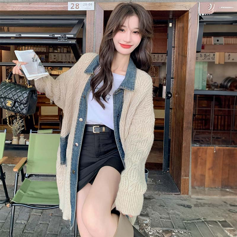 デニムMIXカラーニットコーディガン