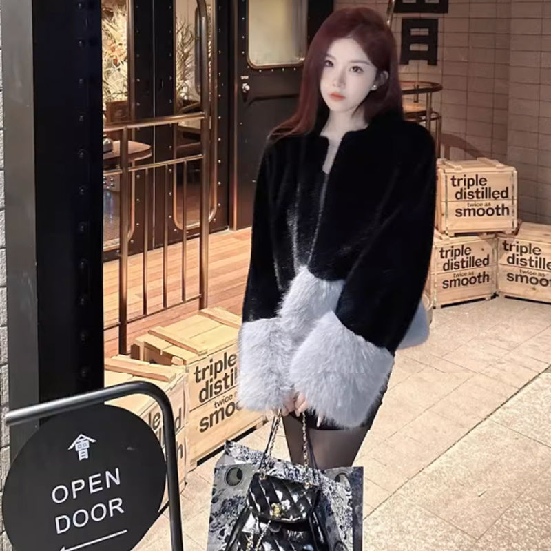 ショート丈ツートンファーコート