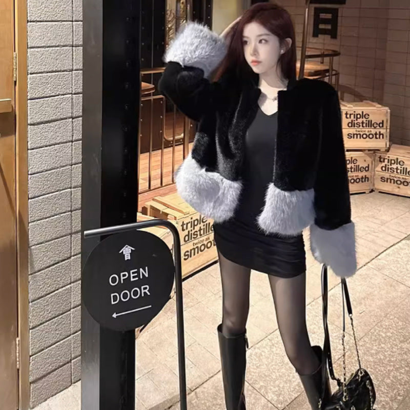 ショート丈ツートンファーコート