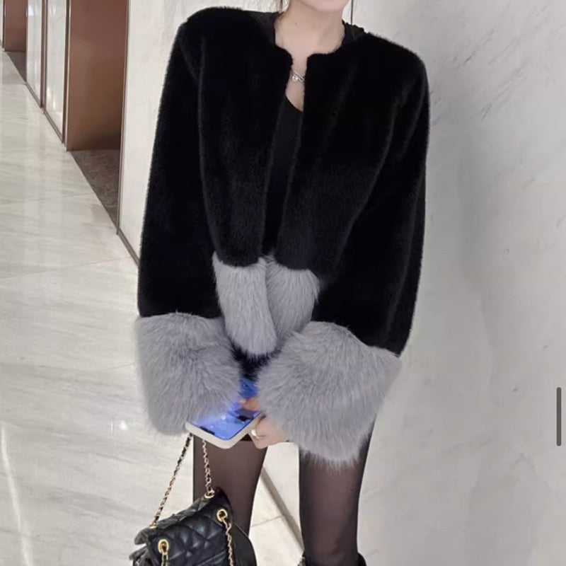 ショート丈ツートンファーコート