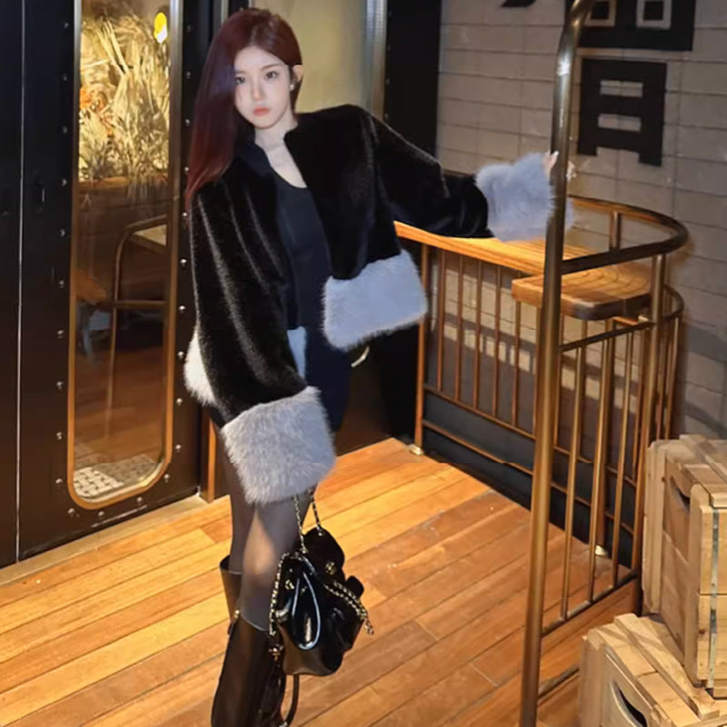 ショート丈ツートンファーコート