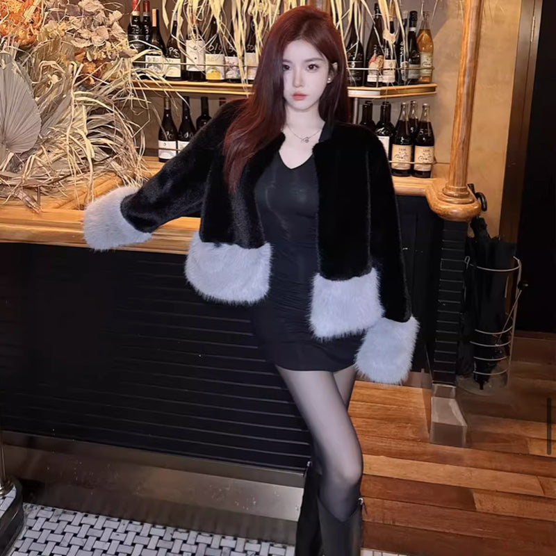 ショート丈ツートンファーコート