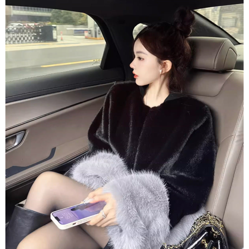 ショート丈ツートンファーコート